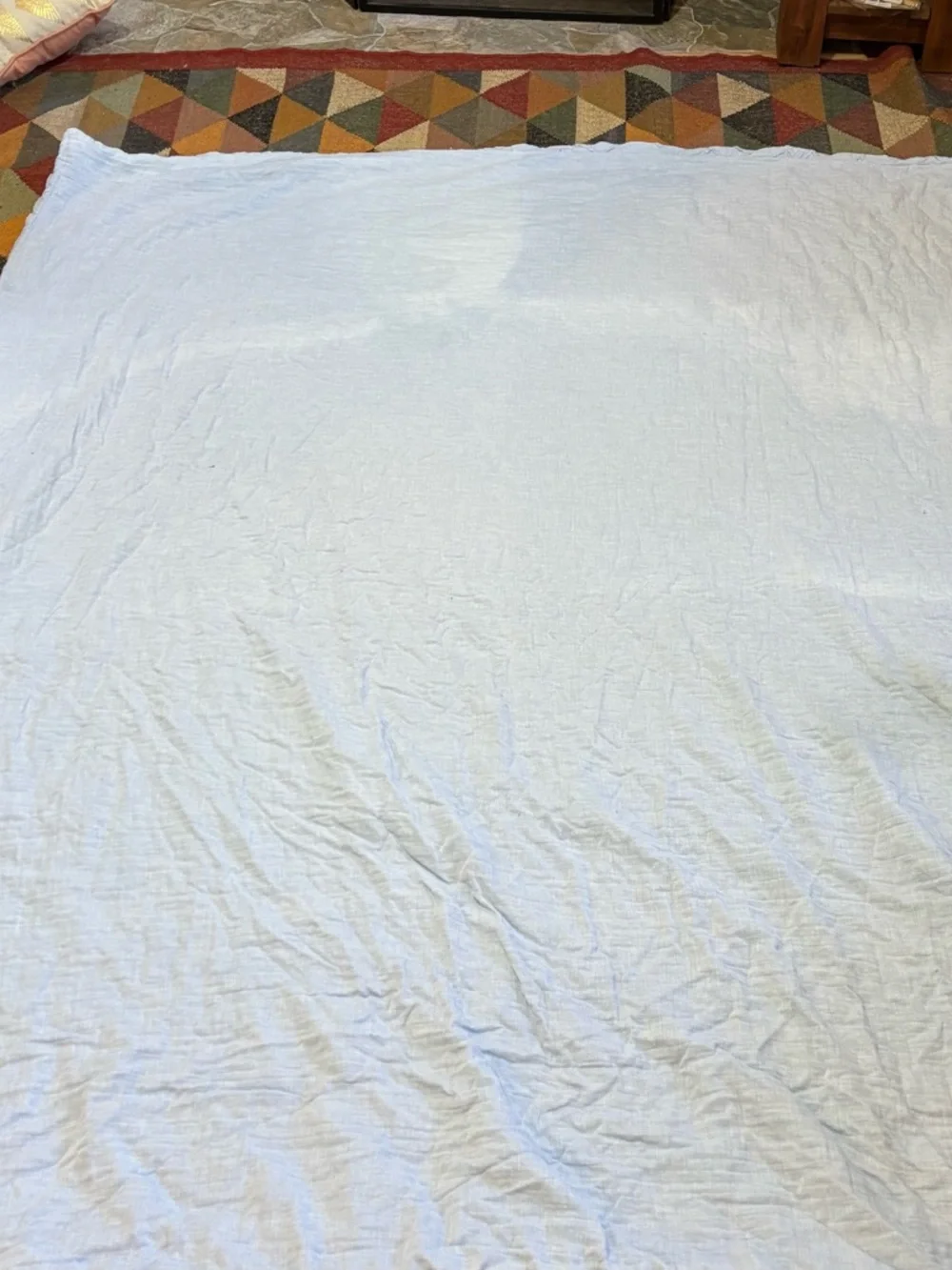 Anthropologie Twin Size Light Blue Chevron Quilted Duvet Cover Cotton